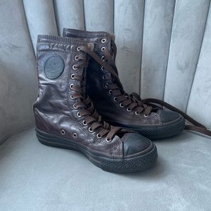 Converse brown leather extra hi-tops / boots